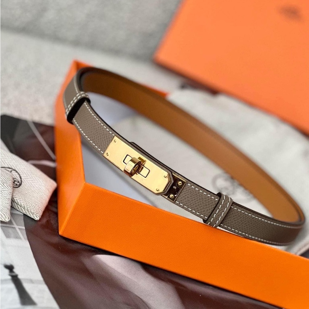 Hermes Kelly Belt Etoupe GHW Adjustable All Sizes Fit